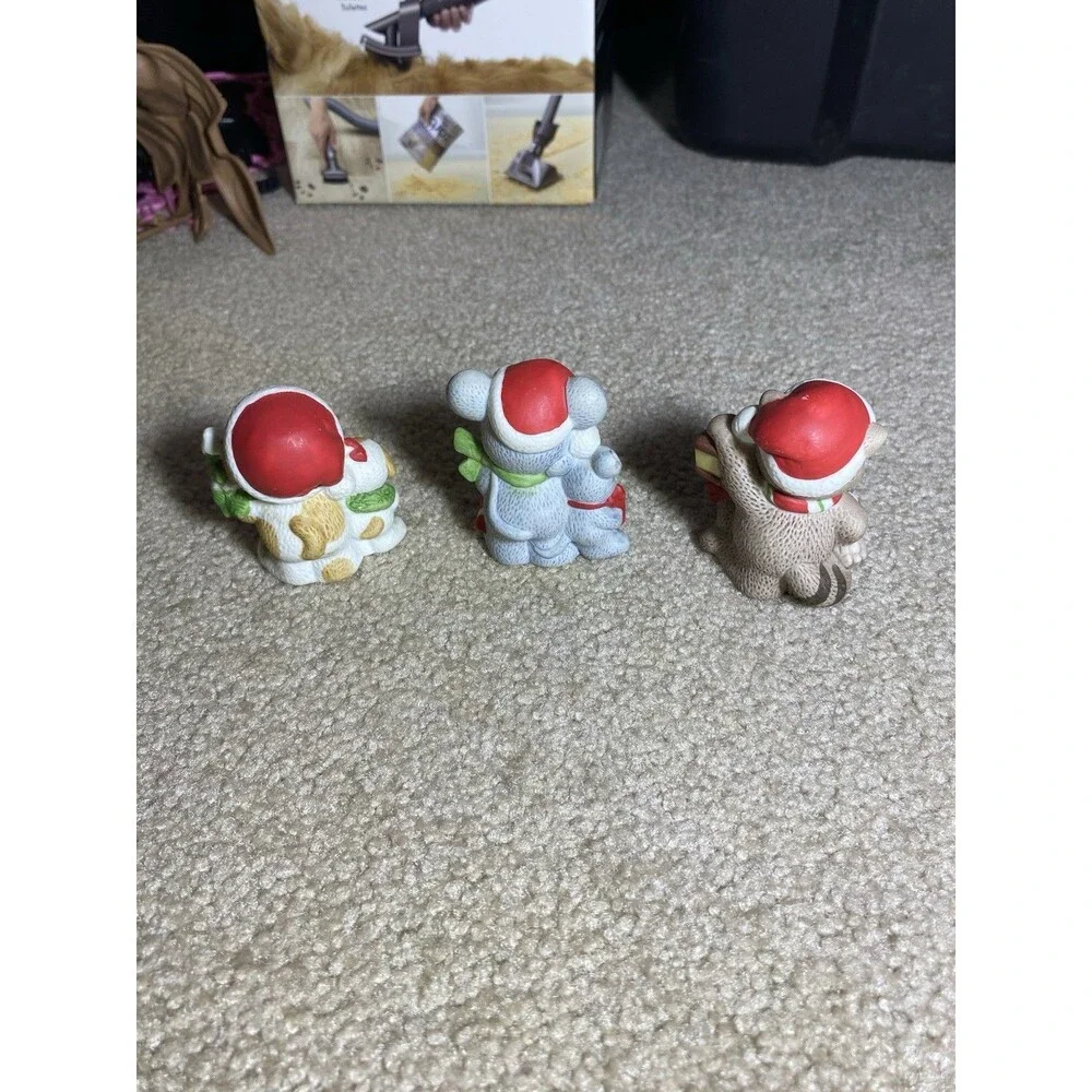 3 Vintage Christmas Homco Animals - Raccoon Mouse Puppy - Home Interior Figurine